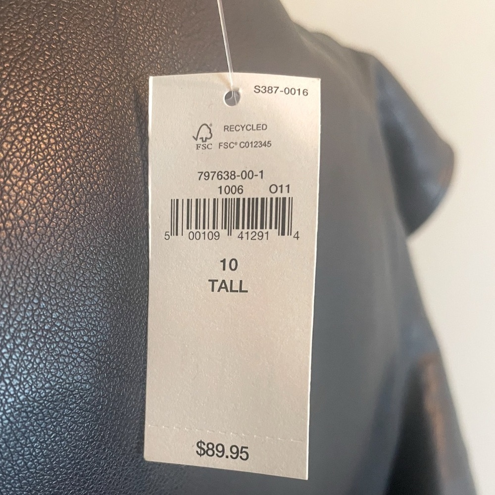 GAP, Vegan Leather, Flutter Sleeve, V-Neck ‎ A-Line Mini Dress, Black Sz 10 Tall - Picture 15 of 15